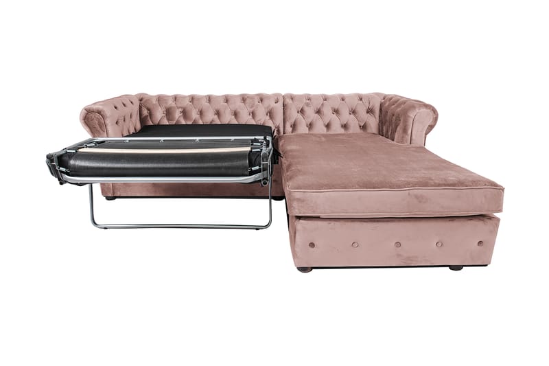 Chesterfield Deluxe Sovesofa 2-seters med Sjeselong - Lysrosa - Møbler - Sofaer - Sovesofaer