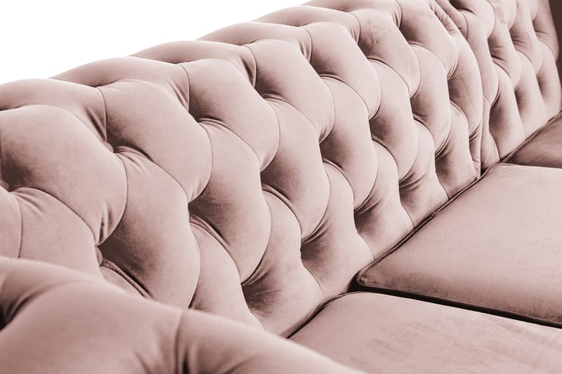 Chesterfield Deluxe Sovesofa 2-seters med Sjeselong - Lysrosa - Møbler - Sofaer - Sovesofaer