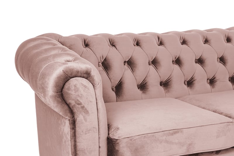 Chesterfield Deluxe Sovesofa 2-seters med Sjeselong - Lysrosa - Møbler - Sofaer - Sovesofaer