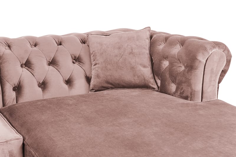 Chesterfield Deluxe Sovesofa 2-seters med Sjeselong - Lysrosa - Møbler - Sofaer - Sovesofaer