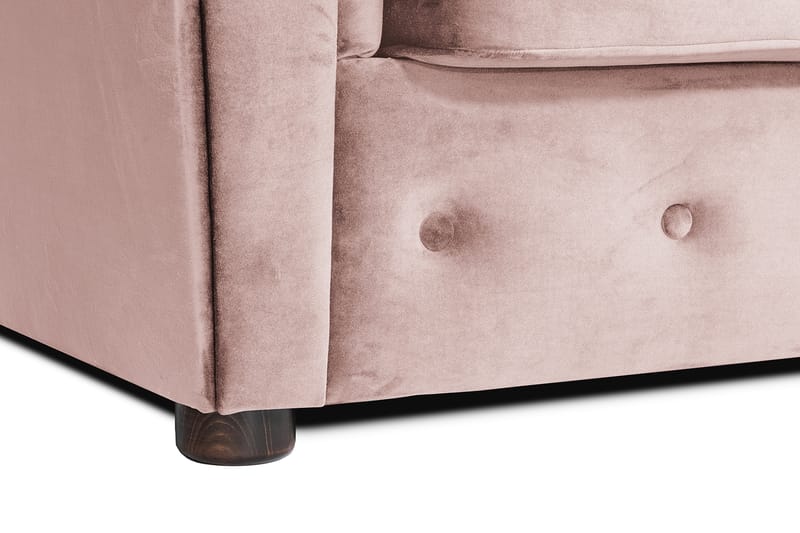 Chesterfield Deluxe Sovesofa 2-seters med Sjeselong - Lysrosa - Møbler - Sofaer - Sovesofaer