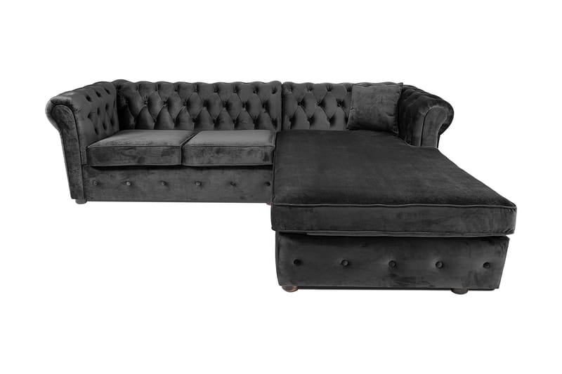 Chesterfield Deluxe Sovesofa 2-seters med Sjeselong - Mørkegrå - Møbler - Sofaer - Sovesofaer