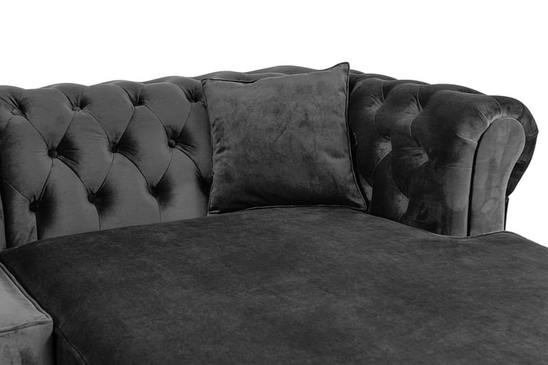 Chesterfield Deluxe Sovesofa 2-seters med Sjeselong - Mørkegrå - Møbler - Sofaer - Sovesofaer