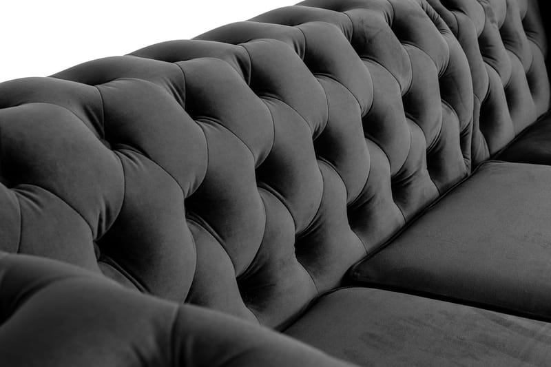 Chesterfield Deluxe Sovesofa 2-seters med Sjeselong - Mørkegrå - Møbler - Sofaer - Sovesofaer