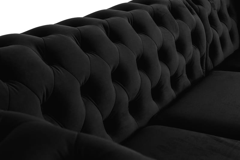 Chesterfield Deluxe Sovesofa 2-seters med Sjeselong - Svart - Møbler - Sofaer - Sovesofaer