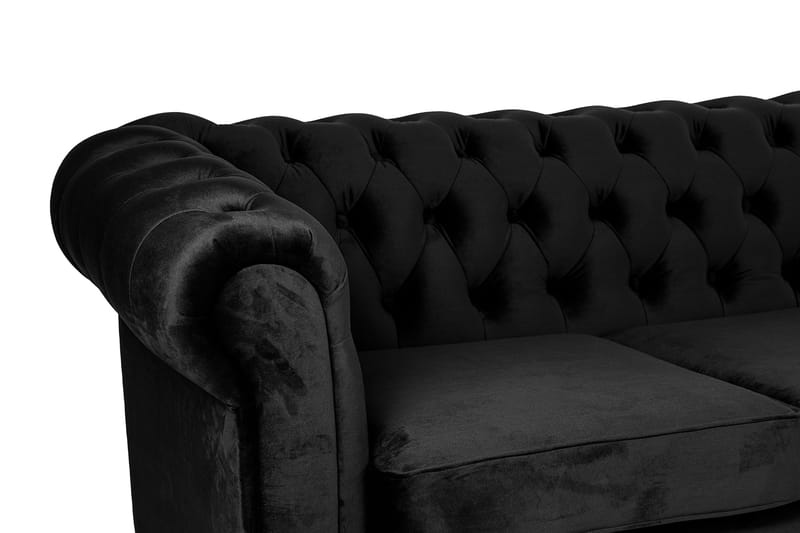 Chesterfield Deluxe Sovesofa 2-seters med Sjeselong - Svart - Møbler - Sofaer - Sovesofaer