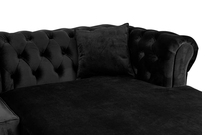 Chesterfield Deluxe Sovesofa 2-seters med Sjeselong - Svart - Møbler - Sofaer - Sovesofaer