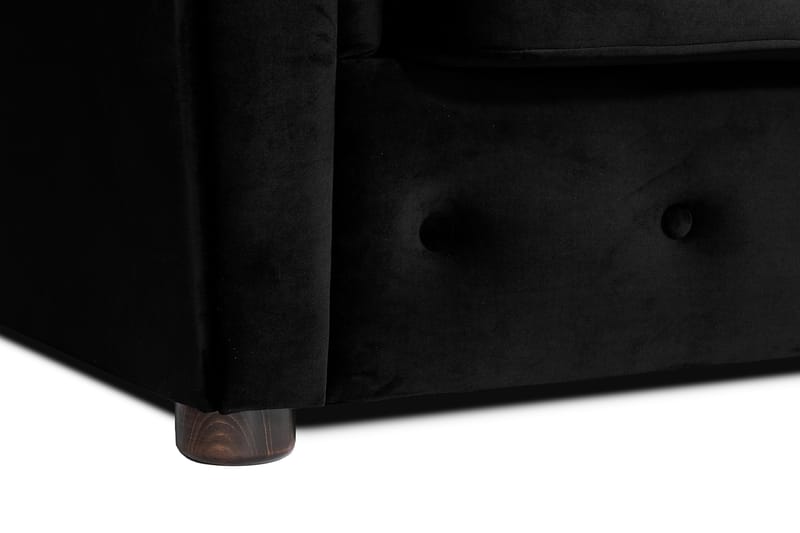 Chesterfield Deluxe Sovesofa 2-seters med Sjeselong - Svart - Møbler - Sofaer - Sovesofaer