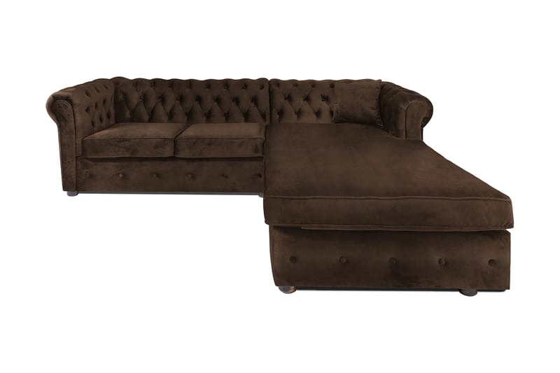 Chesterfield Deluxe Sovesofa 2-seters med Sjeselong - Vintage Brun - Møbler - Sofaer - Sovesofaer