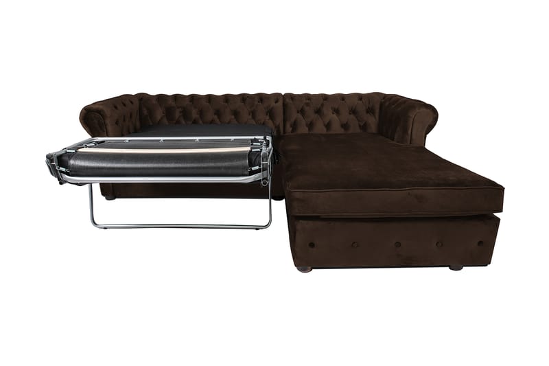 Chesterfield Deluxe Sovesofa 2-seters med Sjeselong - Vintage Brun - Møbler - Sofaer - Sovesofaer