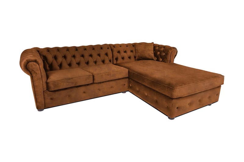 Chesterfield Deluxe Sovesofa 2-seters med Sjeselong - Vintage Cognac - Møbler - Sofaer - Sovesofaer