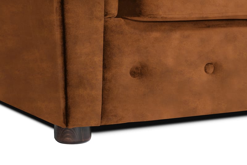 Chesterfield Deluxe Sovesofa 2-seters med Sjeselong - Vintage Cognac - Møbler - Sofaer - Sovesofaer