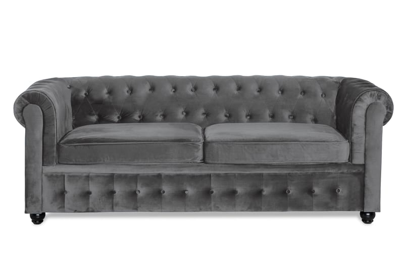 Chesterfield Deluxe Sovesofa - Mørkegrå Fløyel - Møbler - Sofaer - Sovesofaer