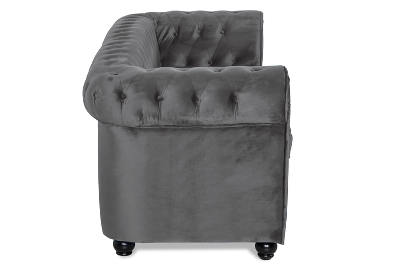 Chesterfield Deluxe Sovesofa - Mørkegrå Fløyel - Møbler - Sofaer - Sovesofaer