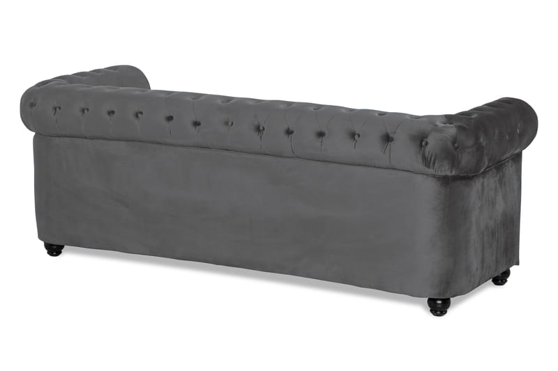 Chesterfield Deluxe Sovesofa - Mørkegrå Fløyel - Møbler - Sofaer - Sovesofaer