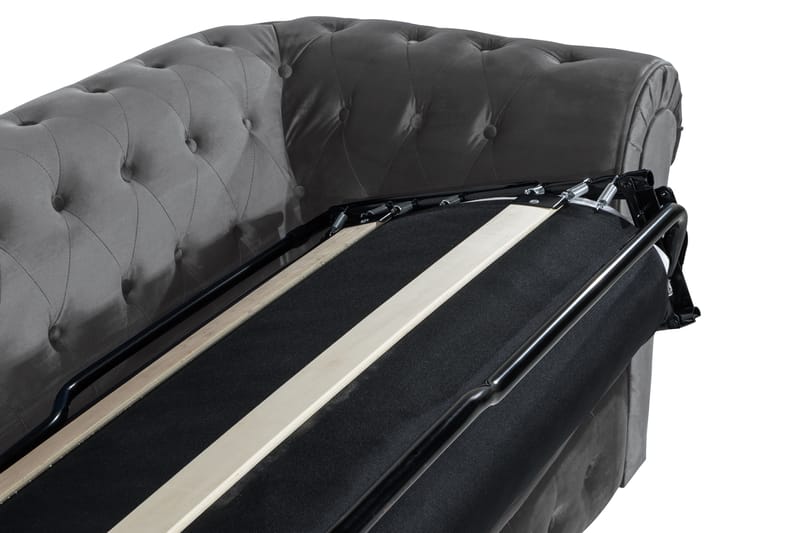 Chesterfield Deluxe Sovesofa - Mørkegrå Fløyel - Møbler - Sofaer - Sovesofaer