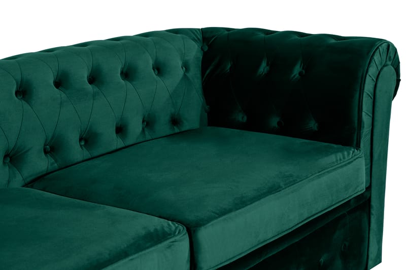 Chesterfield Luksus Fremovervendt 3-seters Sovesofa i Fløyel 215 cm bred - Mørkegrønn / Grønn - Møbler - Sofaer - Sovesofaer