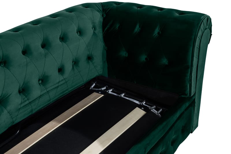 Chesterfield Luksus Fremovervendt 3-seters Sovesofa i Fløyel 215 cm bred - Mørkegrønn / Grønn - Møbler - Sofaer - Sovesofaer