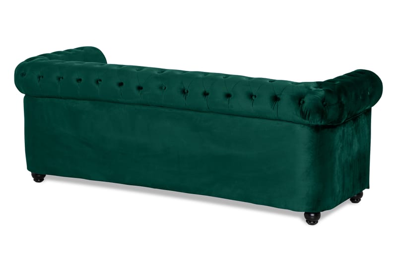 Chesterfield Luksus Fremovervendt 3-seters Sovesofa i Fløyel 215 cm bred - Mørkegrønn / Grønn - Møbler - Sofaer - Sovesofaer