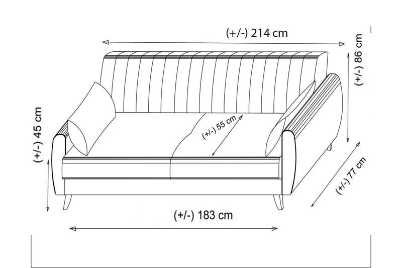 Dalima Sovesofa 3-seter - Rød - Møbler - Sofaer - Sovesofaer