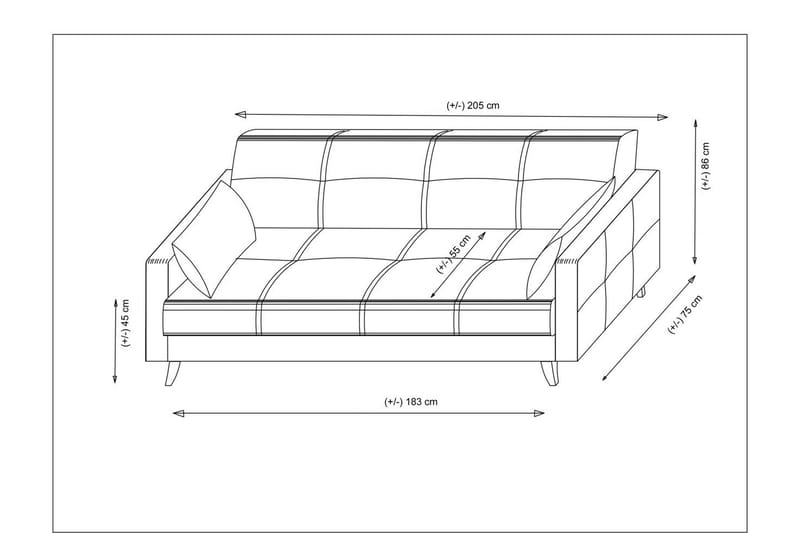 Darcia Sovesofa 3-seter - Rød - Møbler - Sofaer - Sovesofaer