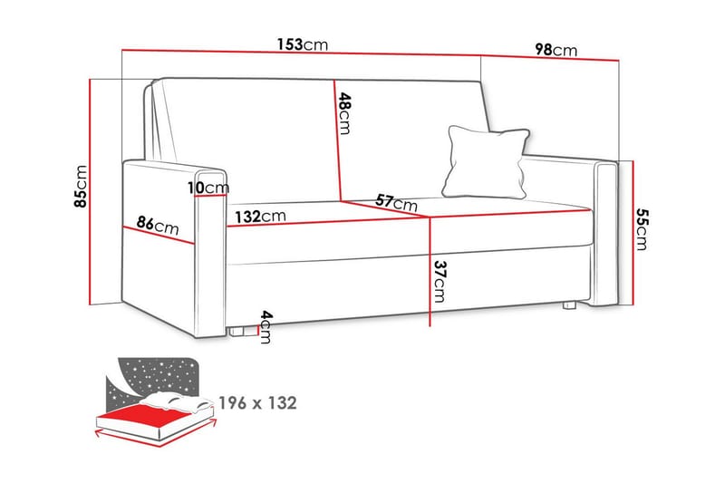 Denegal 2-seters Sovesofa - Brun - Møbler - Sofaer - Sovesofaer