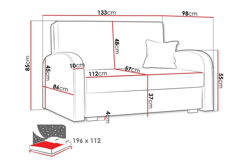 Denegal 2-seters Sovesofa - Lysegrå - Møbler - Sofaer - Sovesofaer