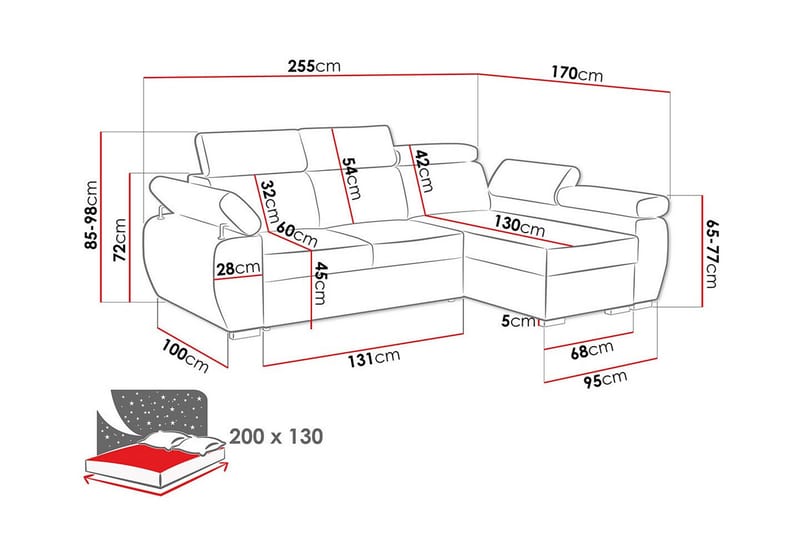 Denegal 3-seters Hjørnesovesofa - Beige - Møbler - Sofaer - Sovesofaer