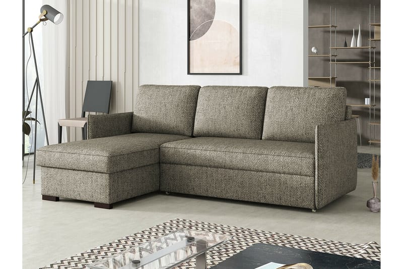 Denegal 3-seters Hjørnesovesofa - Mørk Beige/Mocca - Møbler - Sofaer - Sovesofaer