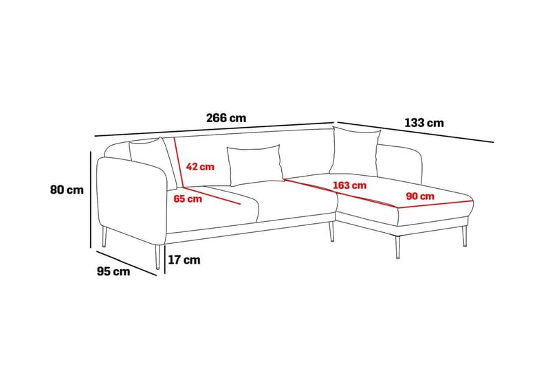 Devika Sovesofa med Sjeselong 4-seter - Beige - Møbler - Sofaer - Sovesofaer