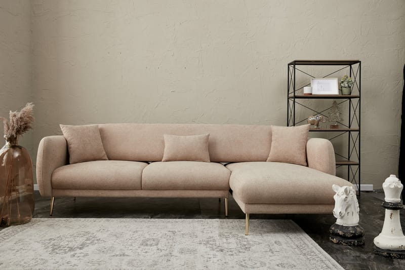 Devika Sovesofa med Sjeselong 4-seter - Beige - Møbler - Sofaer - Sovesofaer