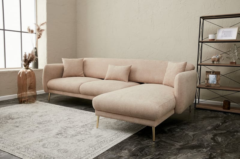 Devika Sovesofa med Sjeselong 4-seter - Beige - Møbler - Sofaer - Sovesofaer