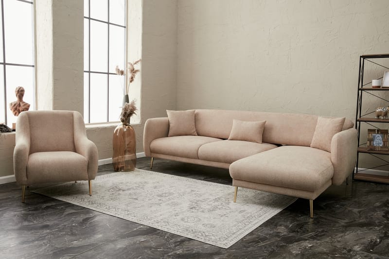 Devika Sovesofa med Sjeselong 4-seter - Beige - Møbler - Sofaer - Sovesofaer