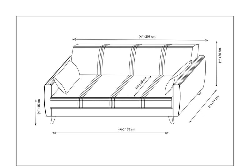 Dewan Sovesofa 3-seter - Rød - Møbler - Sofaer - Sovesofaer