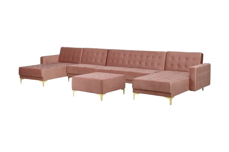 Divansovesofa Stor + Fotskammel Rosa ABERDEEN - Rosa - Møbler - Sofaer - Sovesofaer