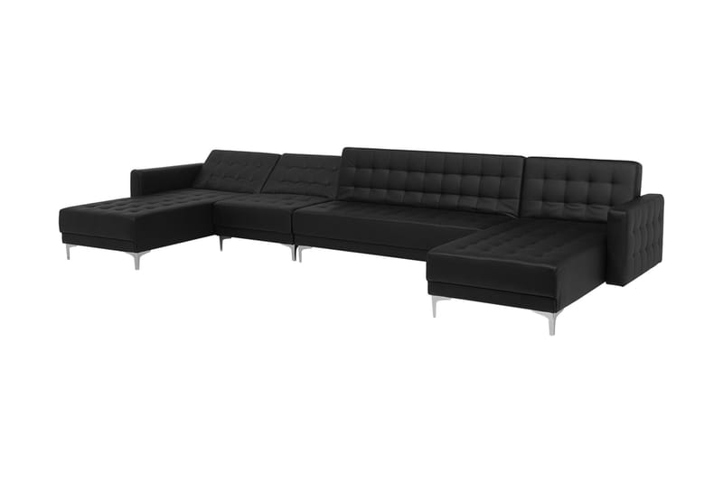 Divansovesofa Stor + Fotskammel Svart ABERDEEN - Svart - Møbler - Sofaer - Sovesofaer