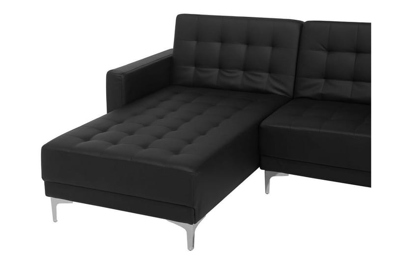 Divansovesofa Stor + Fotskammel Svart ABERDEEN - Svart - Møbler - Sofaer - Sovesofaer