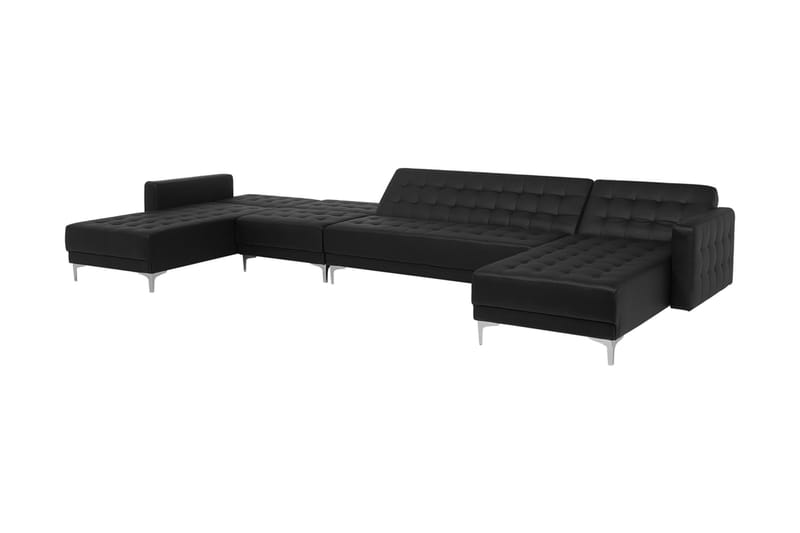 Divansovesofa Stor + Fotskammel Svart ABERDEEN - Svart - Møbler - Sofaer - Sovesofaer