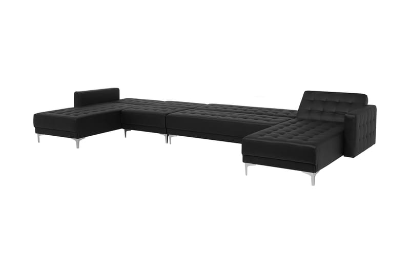 Divansovesofa Stor + Fotskammel Svart ABERDEEN - Svart - Møbler - Sofaer - Sovesofaer