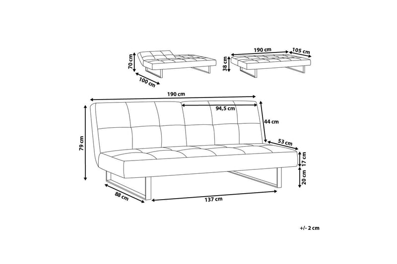 Dublin Sovesofa 190 cm - Blå - Møbler - Sofaer - Sovesofaer