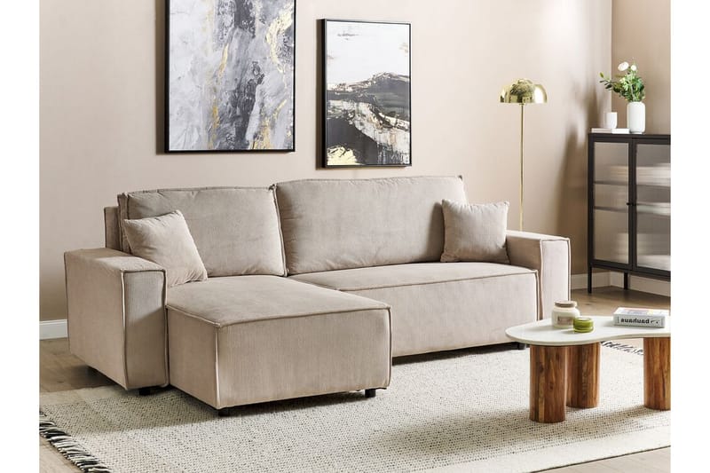 Dyshawn Hjørnesovesofa 2-seter - Beige/Svart - Møbler - Sofaer - Sovesofaer