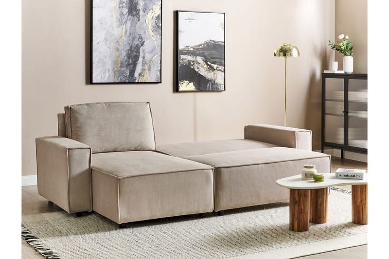 Dyshawn Hjørnesovesofa 2-seter - Beige/Svart - Møbler - Sofaer - Sovesofaer