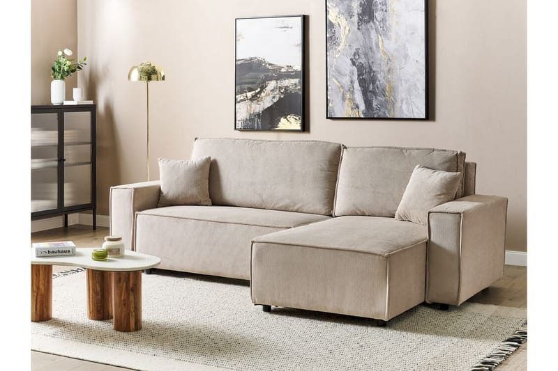 Dyshawn Hjørnesovesofa 2-seter - Beige/Svart - Møbler - Sofaer - Sovesofaer