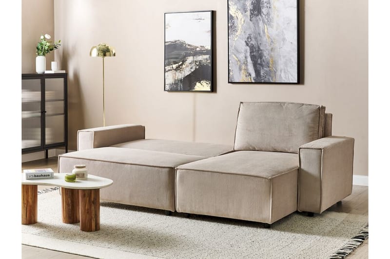 Dyshawn Hjørnesovesofa 2-seter - Beige/Svart - Møbler - Sofaer - Sovesofaer