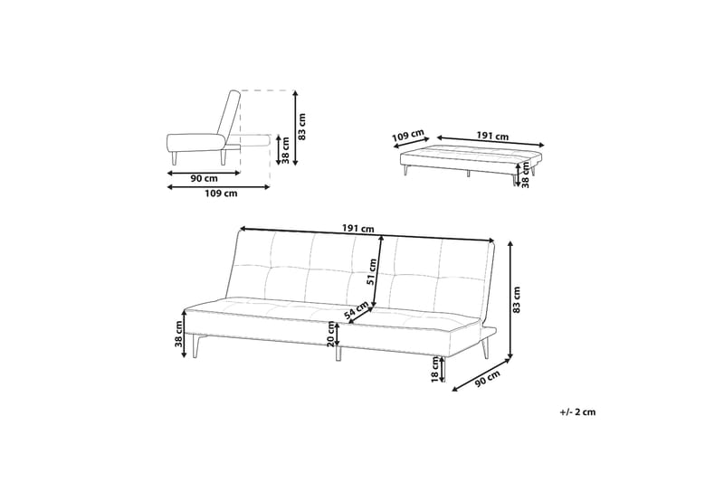 Faizal Sovesofa 3-seter - Beige/Svart - Møbler - Sofaer - Sovesofaer