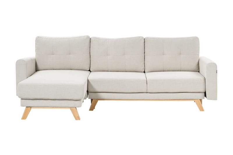 Faustin Hjørnesovesofa 3-seter - Beige/Lyst tre - Møbler - Sofaer - Sovesofaer