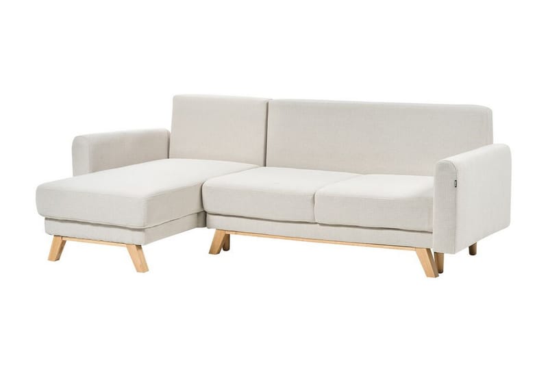 Faustin Hjørnesovesofa 3-seter - Beige/Lyst tre - Møbler - Sofaer - Sovesofaer