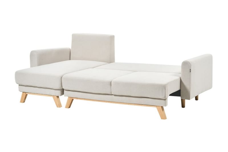 Faustin Hjørnesovesofa 3-seter - Beige/Lyst tre - Møbler - Sofaer - Sovesofaer