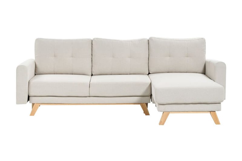 Faustin Hjørnesovesofa 3-seter - Beige/Lyst tre - Møbler - Sofaer - Sovesofaer