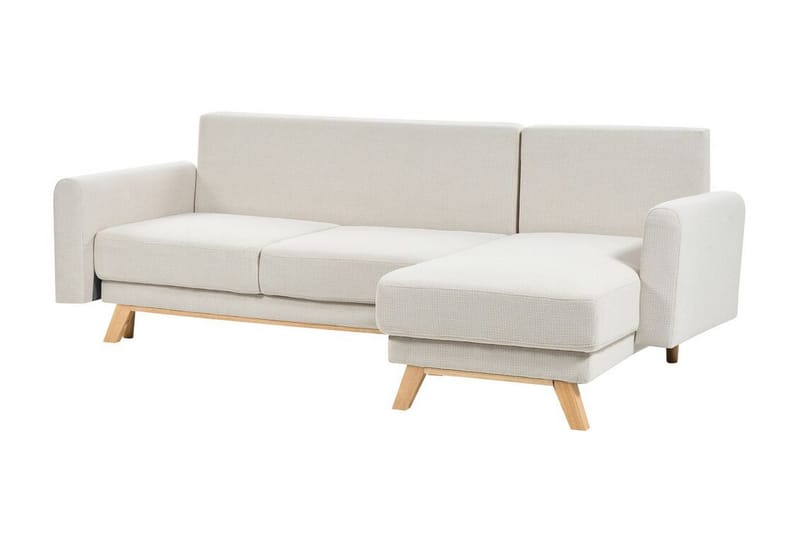 Faustin Hjørnesovesofa 3-seter - Beige/Lyst tre - Møbler - Sofaer - Sovesofaer